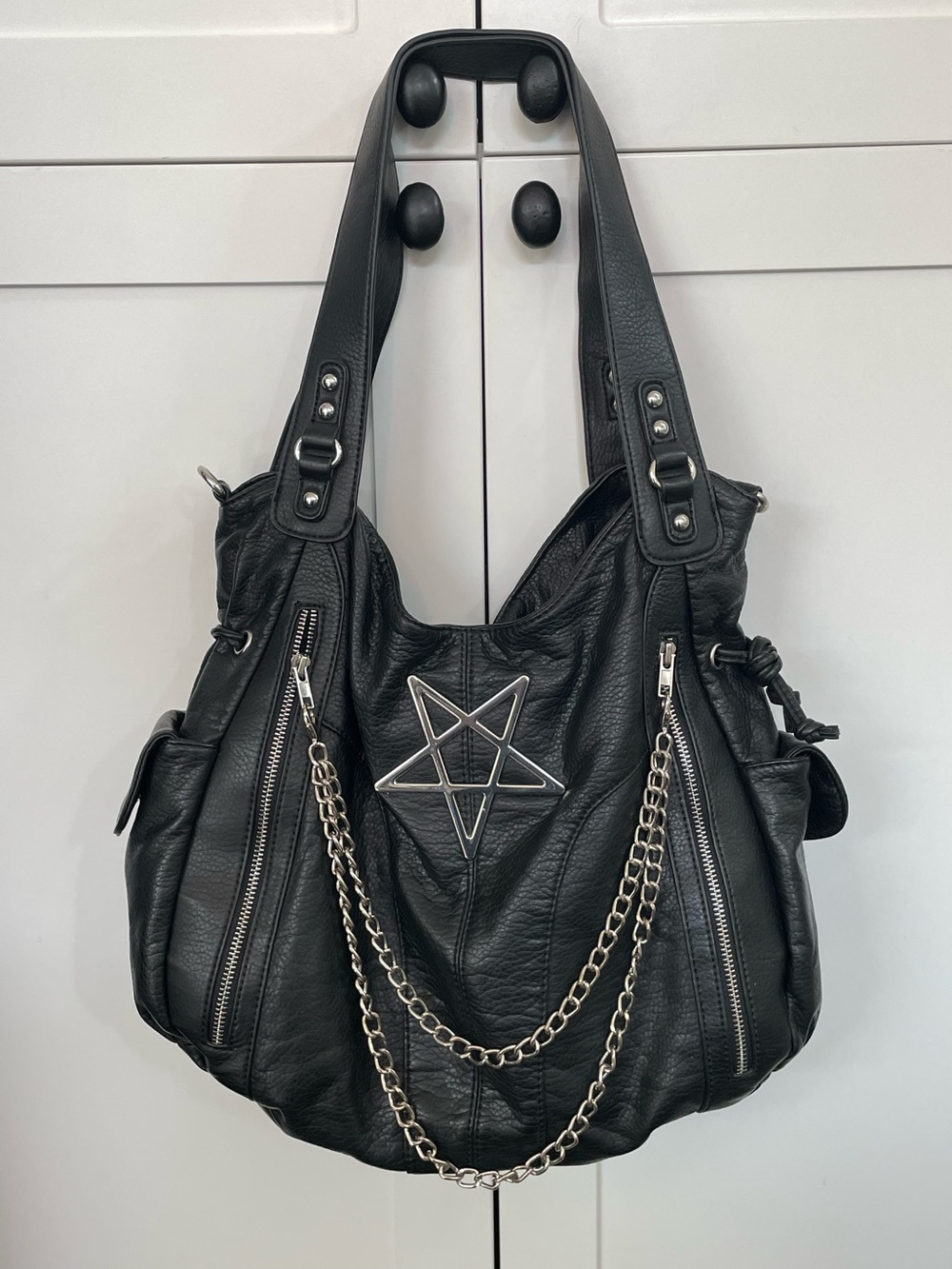 KILLSTAR Black Inverted Pentagram Purse Handbag Chains Large